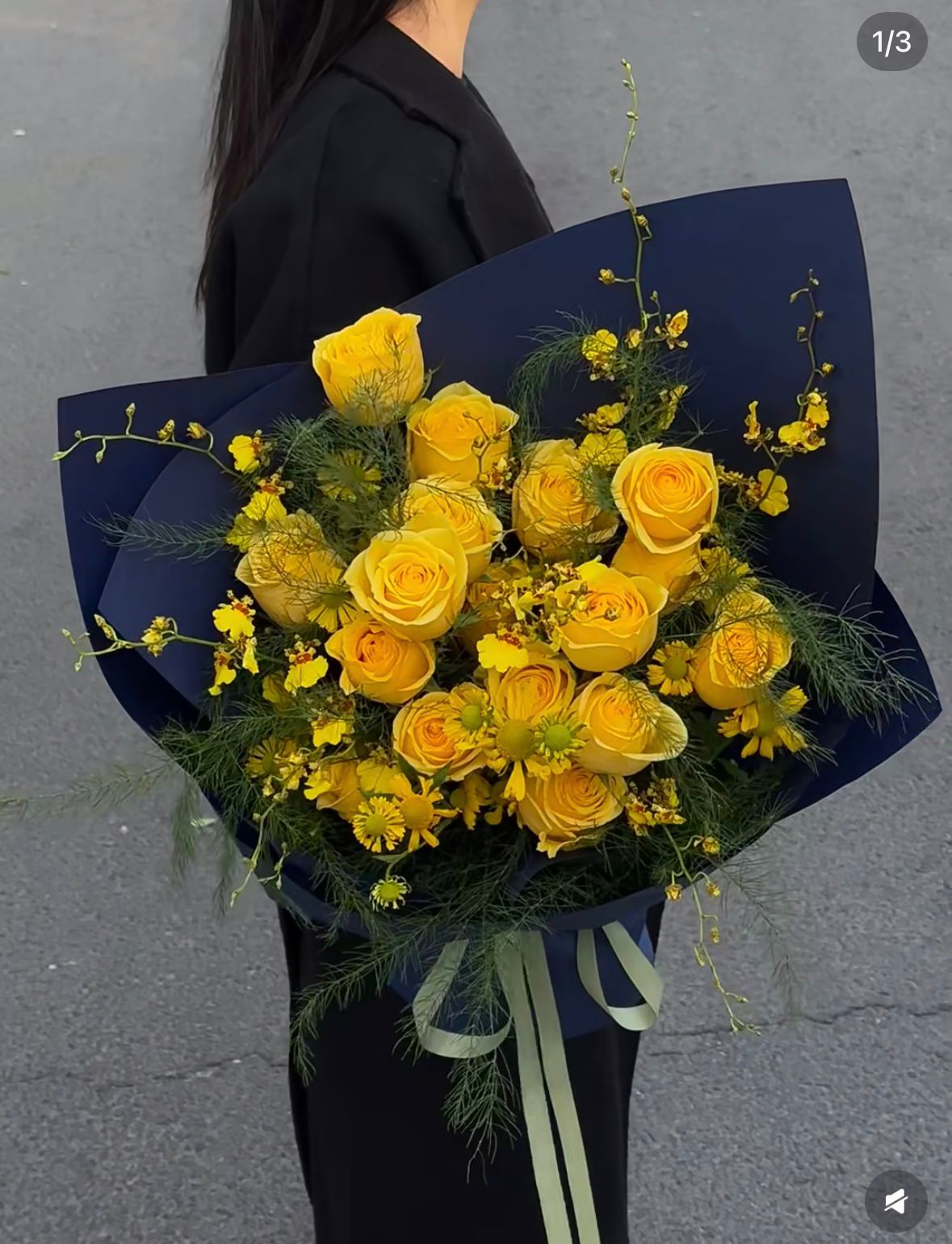 18K Golden - 18 Premium Yellow Roses Fresh Bouquet