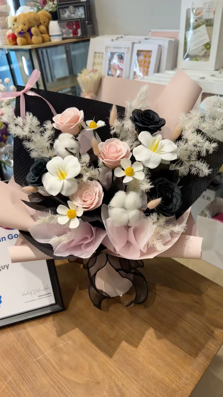 PSF 04 - BlackPink Preserved Soap Flower Bouquet