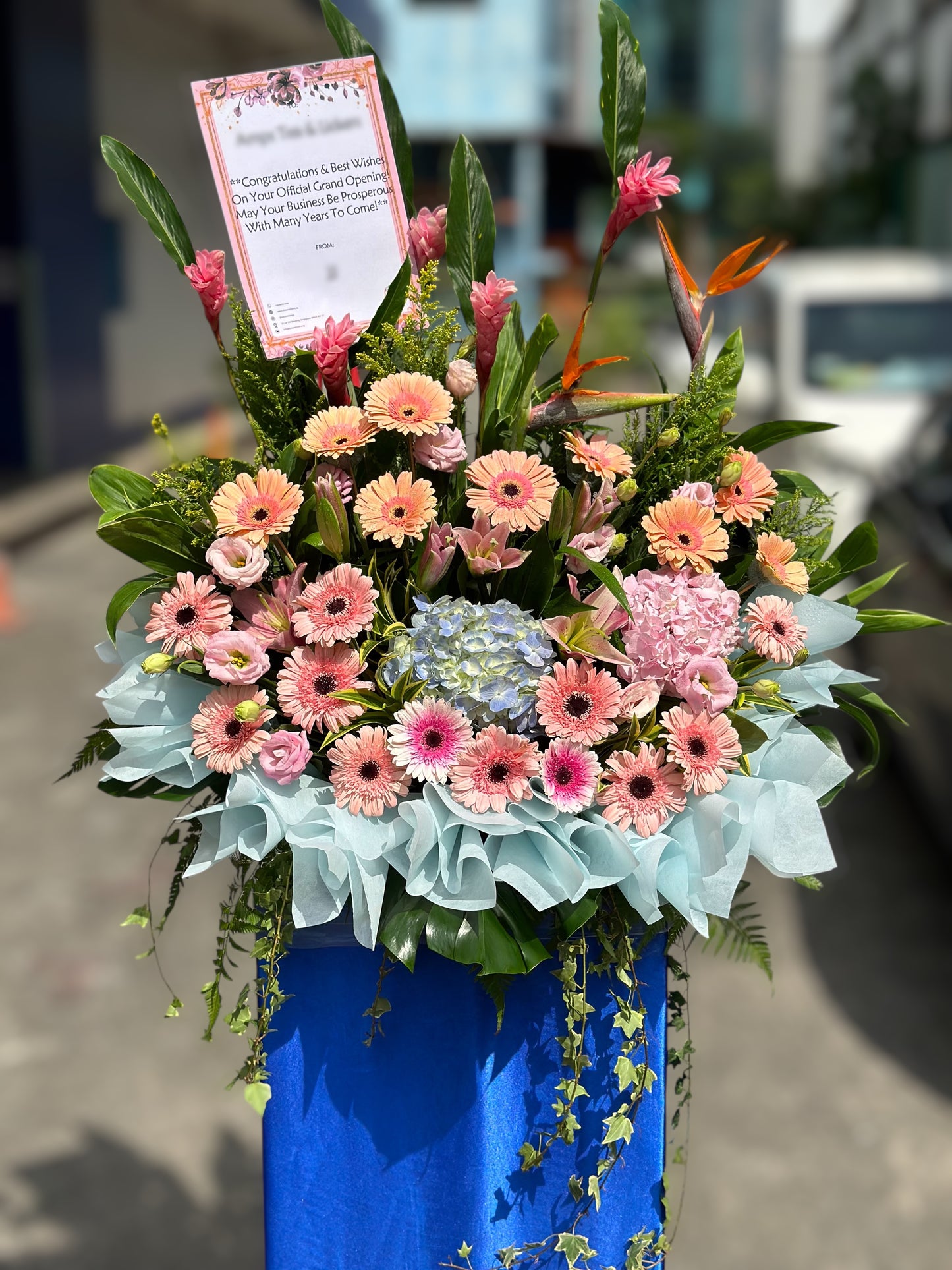 Radiant Success II - Premium Grand Opening Congratulations Flower Stand