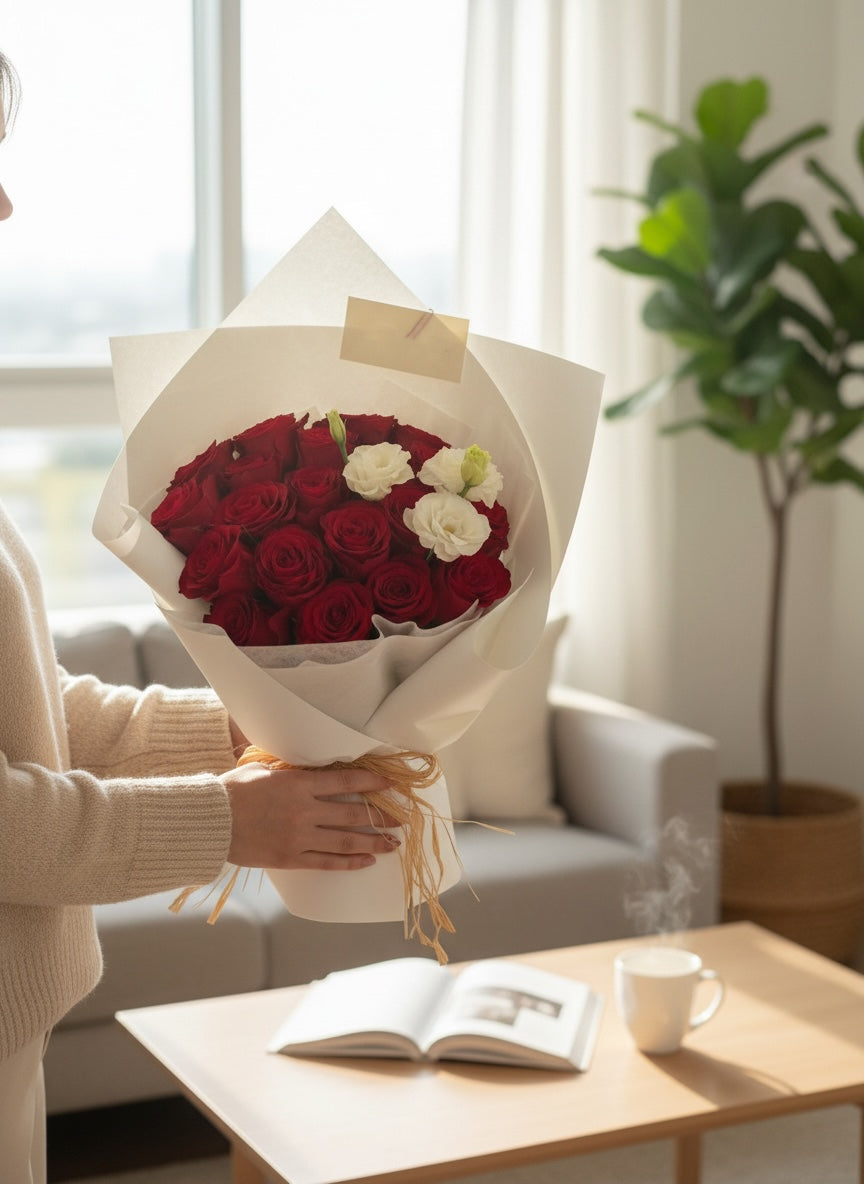The Red Affair - 20 Premium Red Roses Bouquet