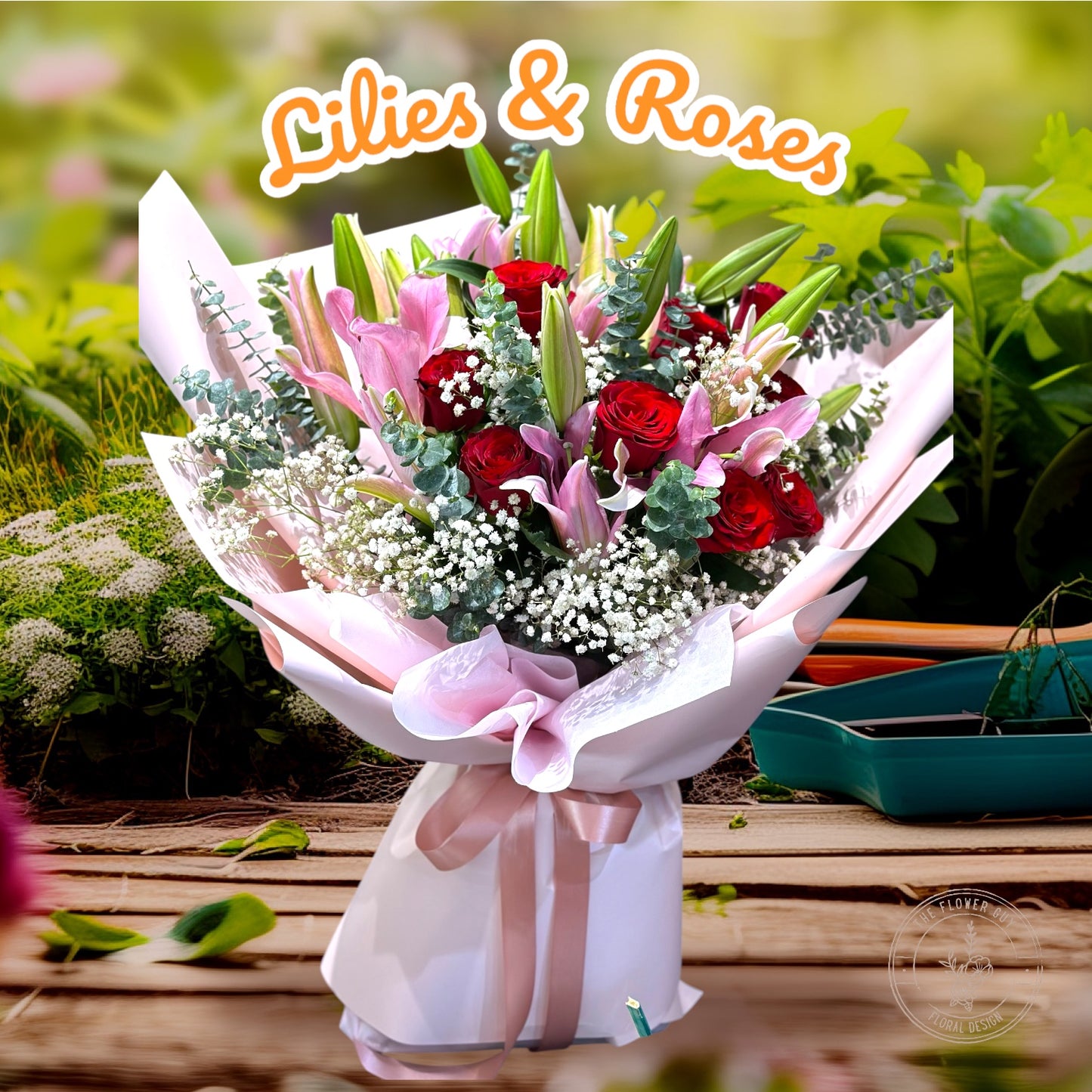 "Red Velvet" - Premium Lilies & Roses Hand Bouquet