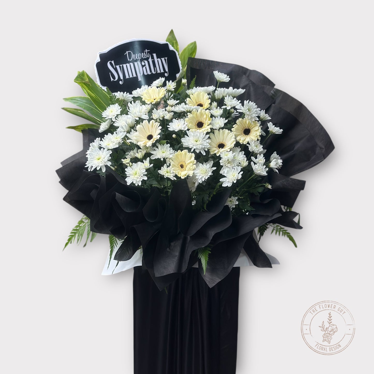 Purity - Black & White Style Sympathy Condolence Flower Stand