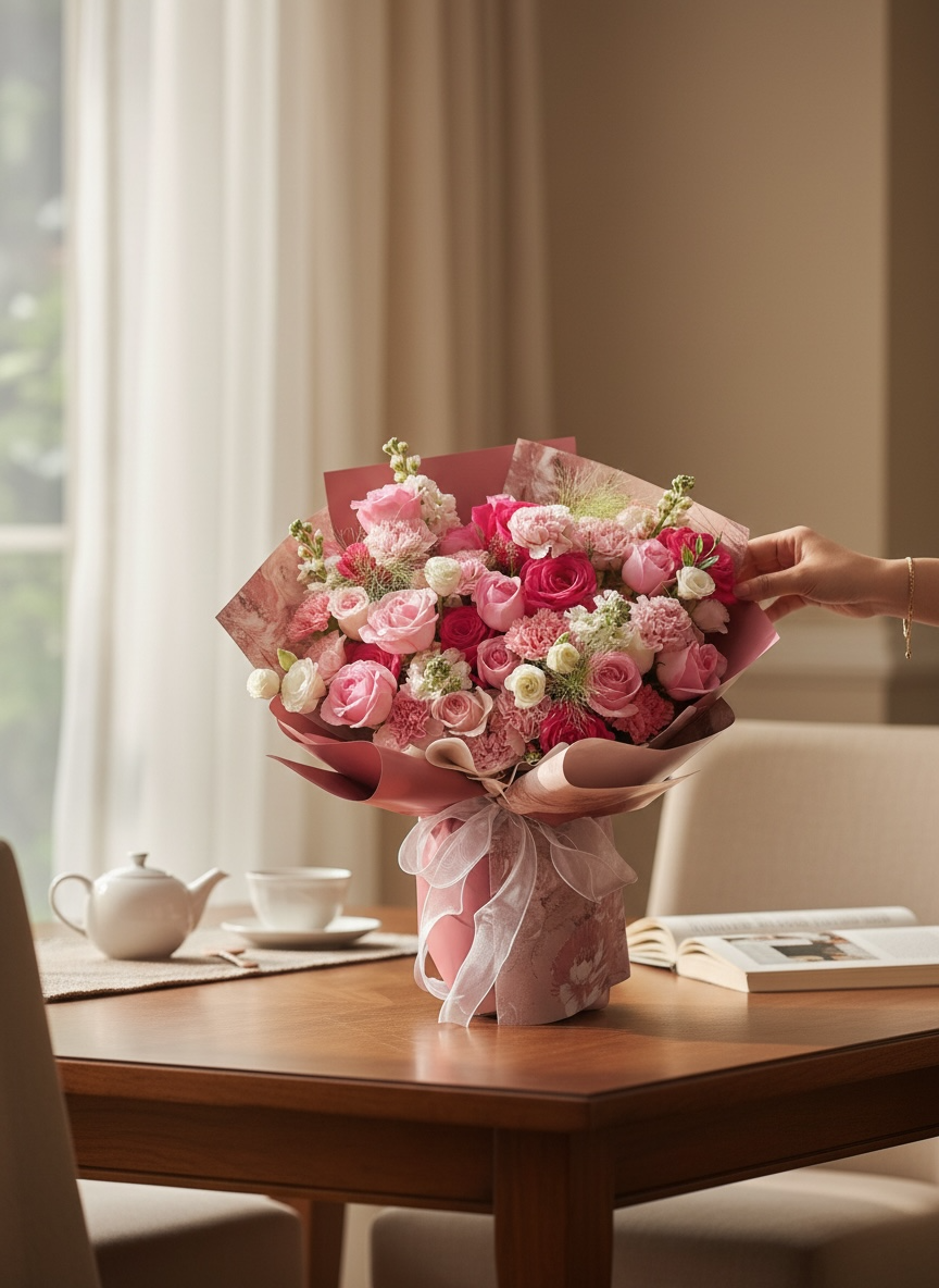 Pink Passion - Pink Romantic Blush Fresh Flower Bouquet