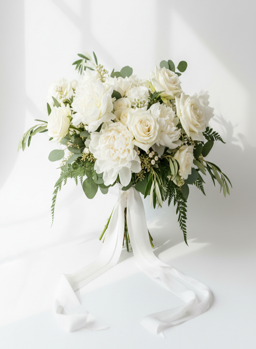 BB01 - Ivory & Champagne Wedding Bouquet – Classic Bridal Arrangement