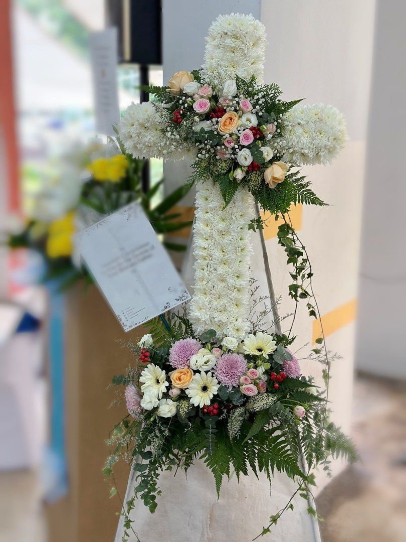 Christian Cross Condolence Flower Stand