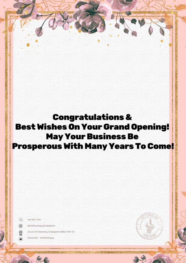 Prosperity Grand Opening Congratulations Flower Stand