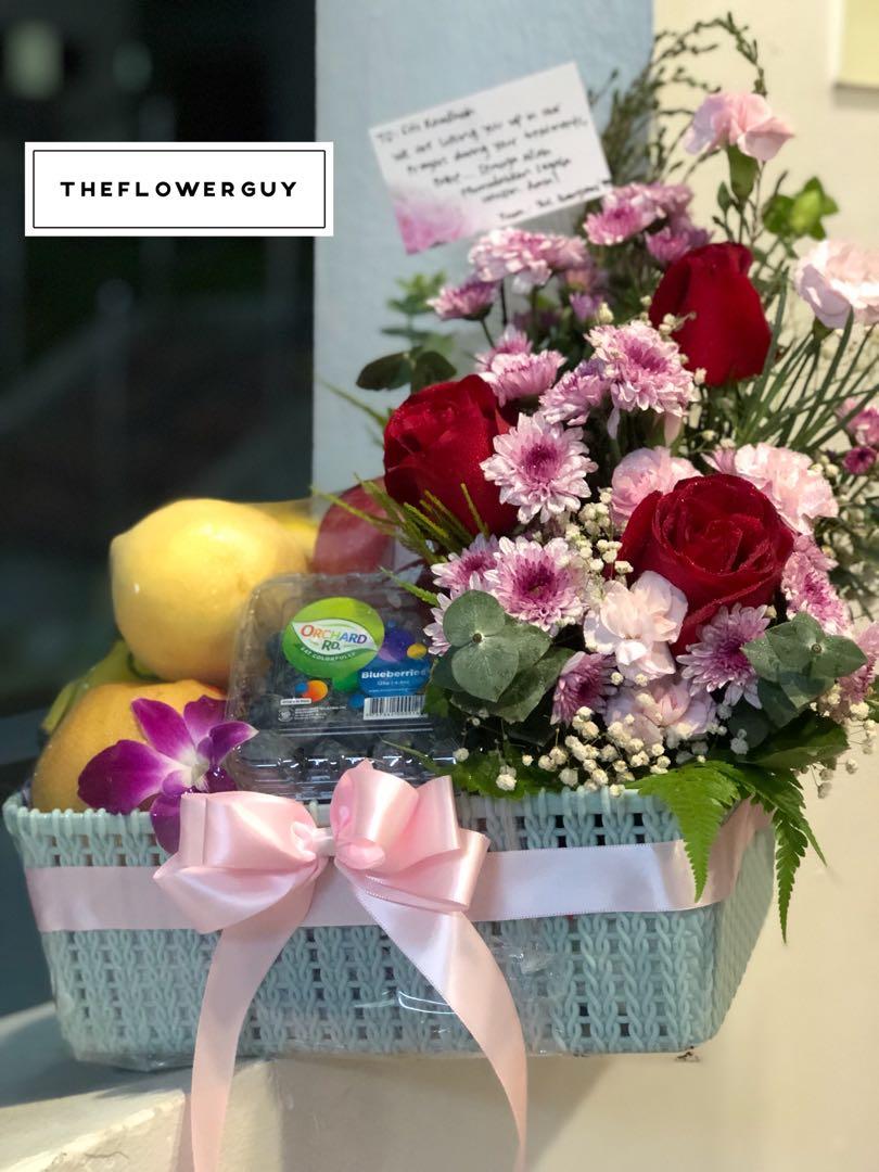Tiffany Theme Color Fruit Flower Gift Basket