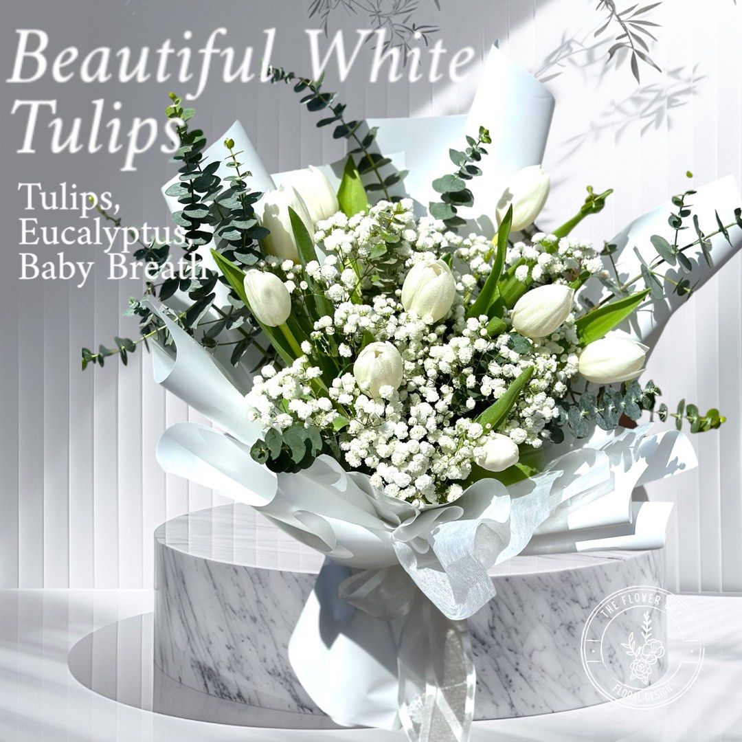 White Tulip Fresh Flower Bouquet