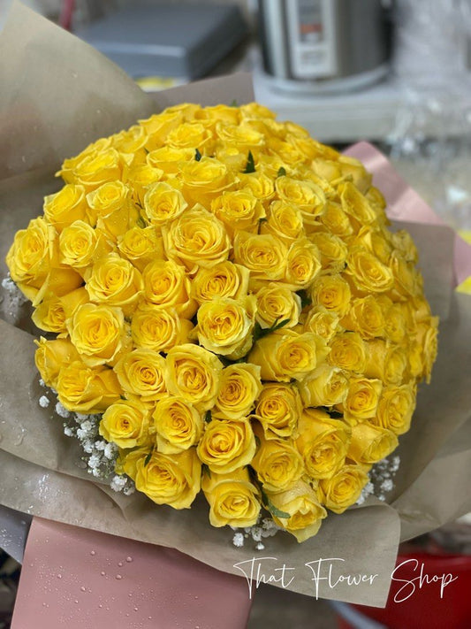 99 Fresh Premium Yellow Rose Bouquet