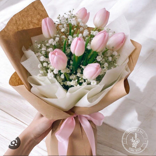 9 Stalks Pink Tulip Bouquet