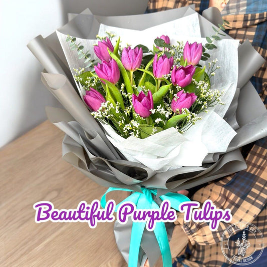 9 Stalks Purple Tulip Bouquet