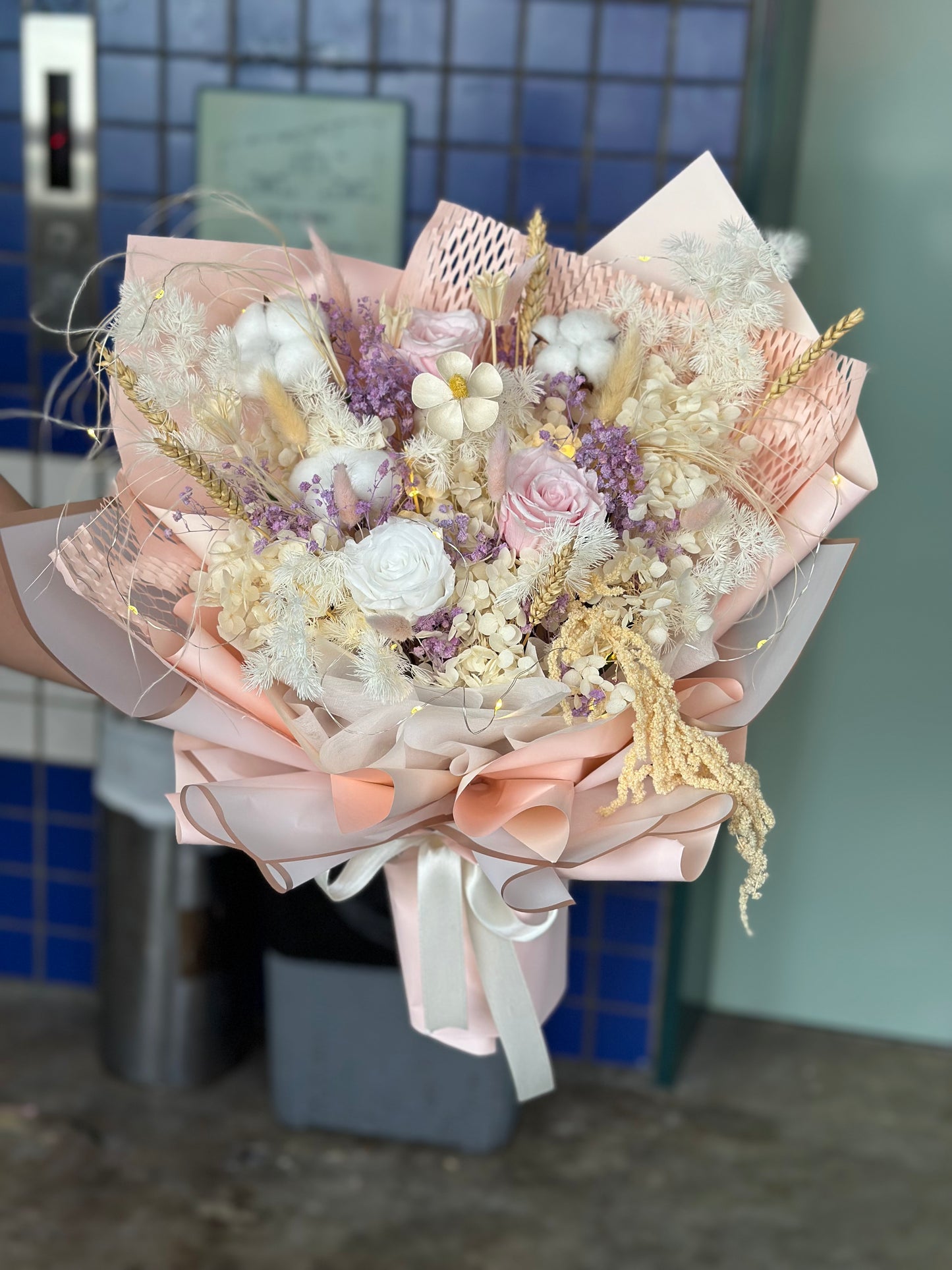 PSF 01 - Blush Pastel Dried Flower Bridal Bouquet