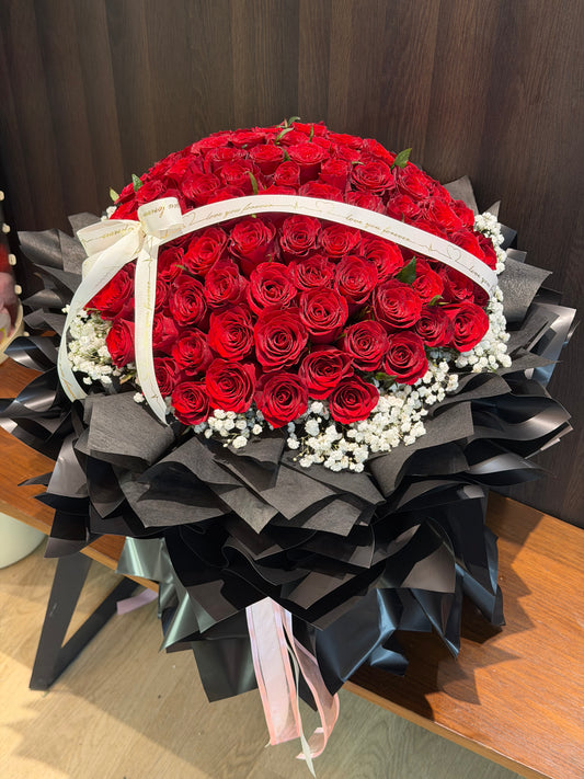 QX 06 - Premium 99 Fresh Roses Bouquet