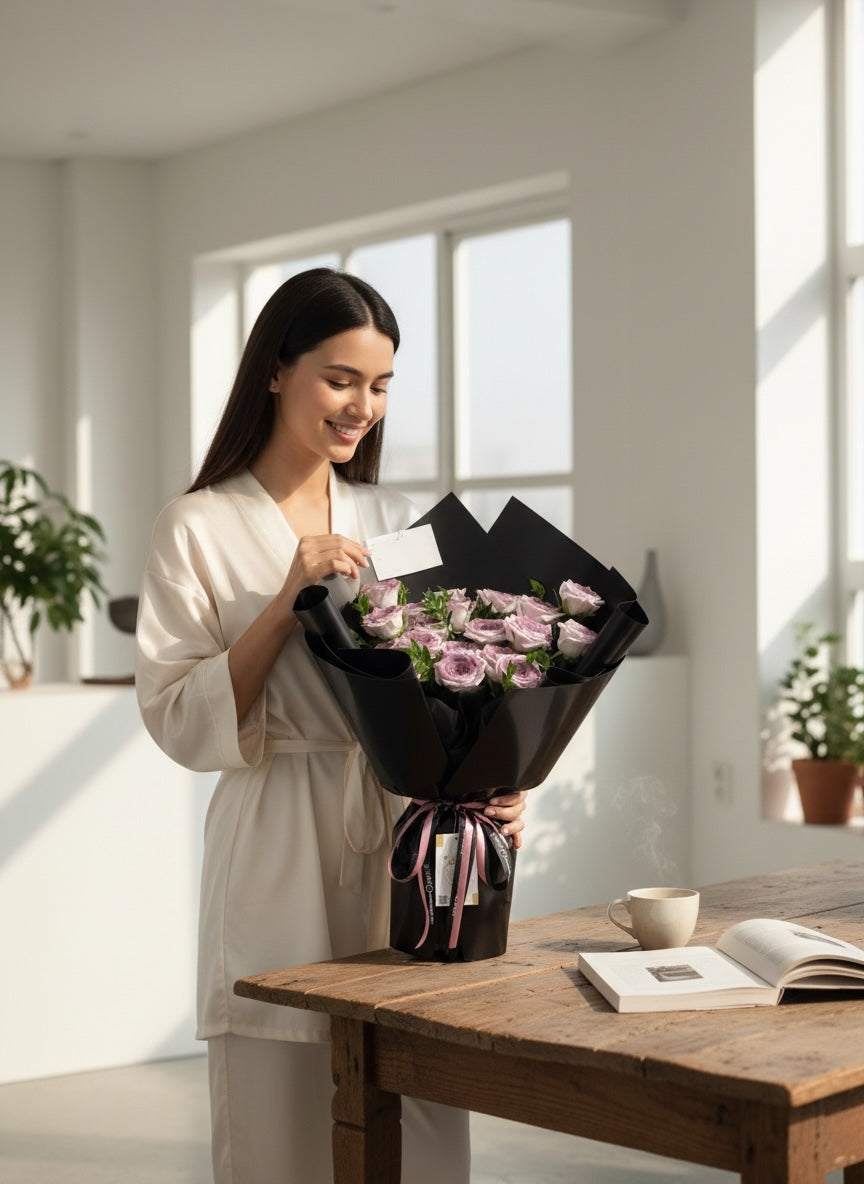 Lavender Noir - Bespoke Fresh Roses Bouquet