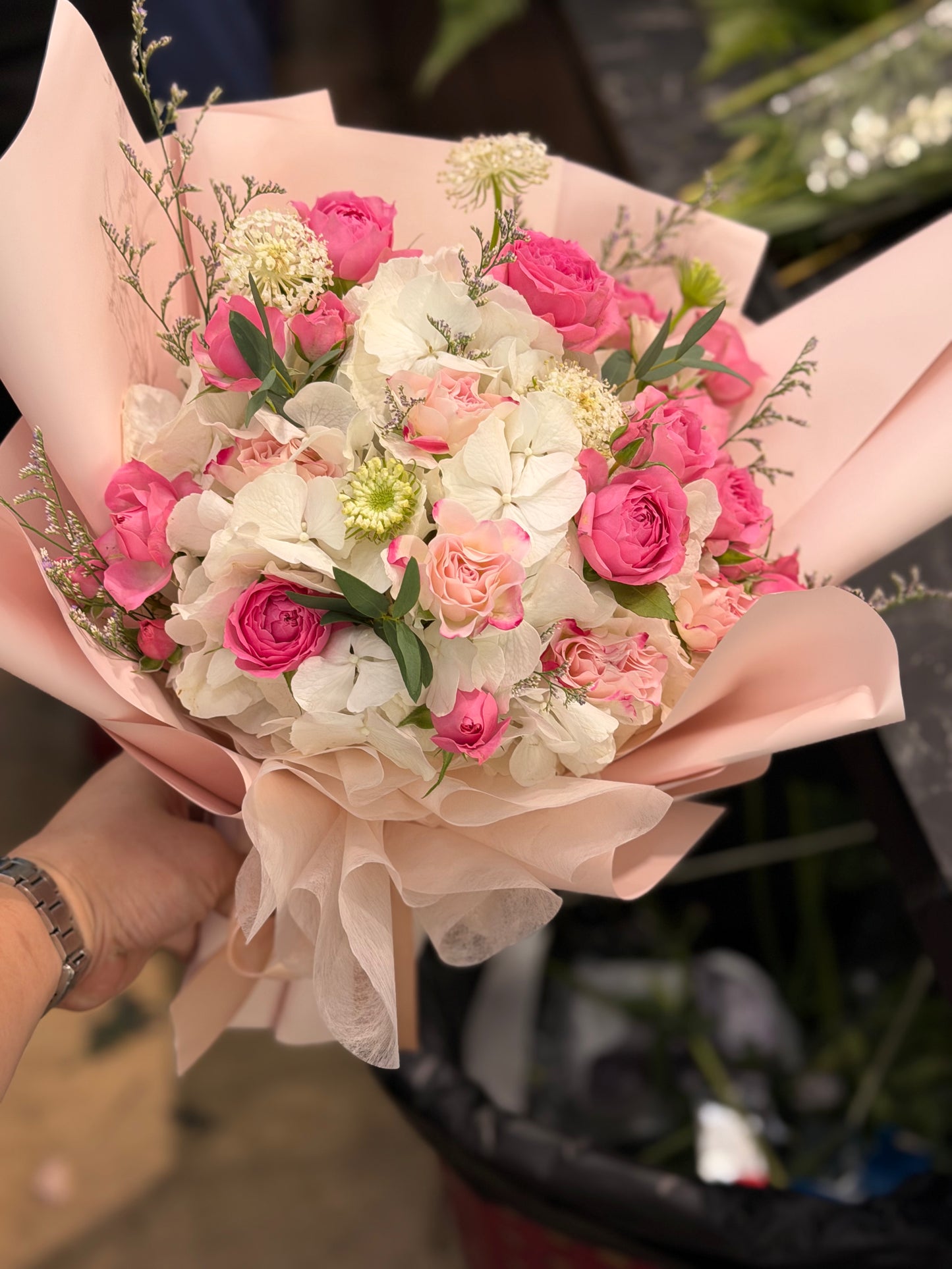 Blush Harmony - Bespoke Hydrangeas Mixed Bouquet