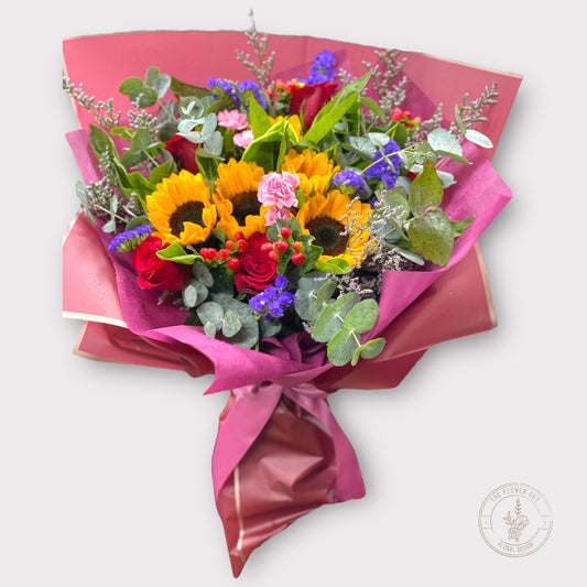 Bespoke Garden Style Sunflower Roses Fresh Flower Bouquet