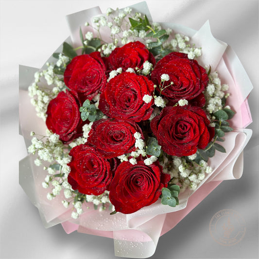 Premium 9 Stalks Roses Round Arrangement Bouquet