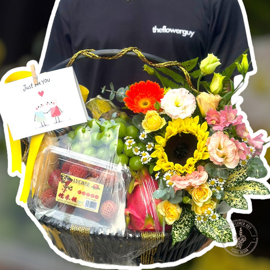 Personalized Fresh Fruit & Flower Gift Hamper Basket
