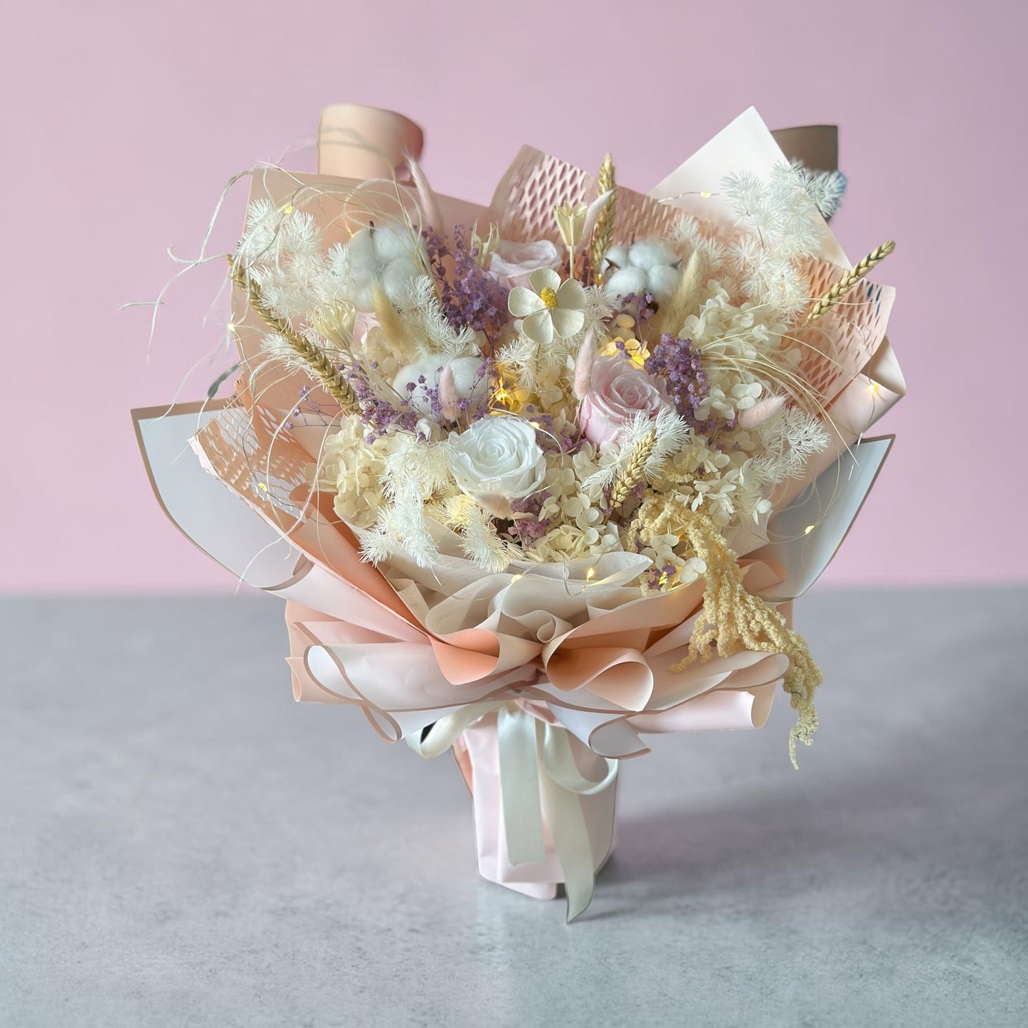 PSF 01 - Blush Pastel Dried Flower Bridal Bouquet