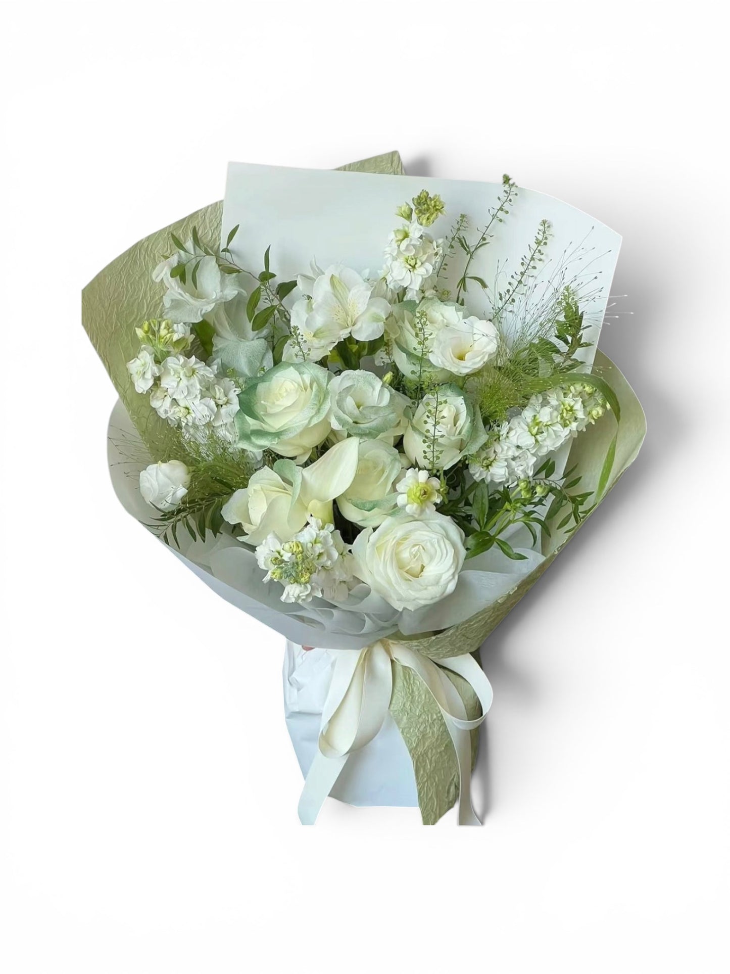 Ivory Bloom - Bespoke Premium White Roses Fresh Bouquet