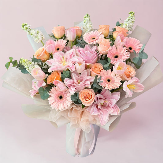 Blush Symphony - Bespoke Lily Mixed Fresh Flower Bouquet