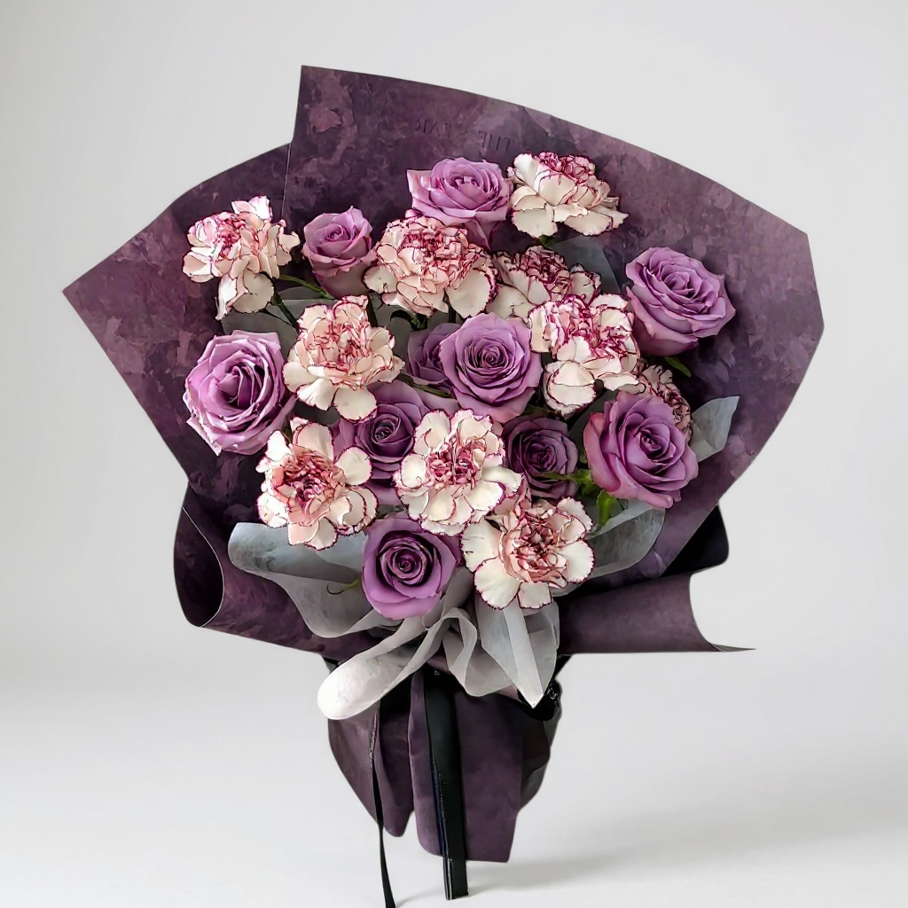 Lavender Dream - Bespoke Roses Carnations Fresh Flower Bouquet