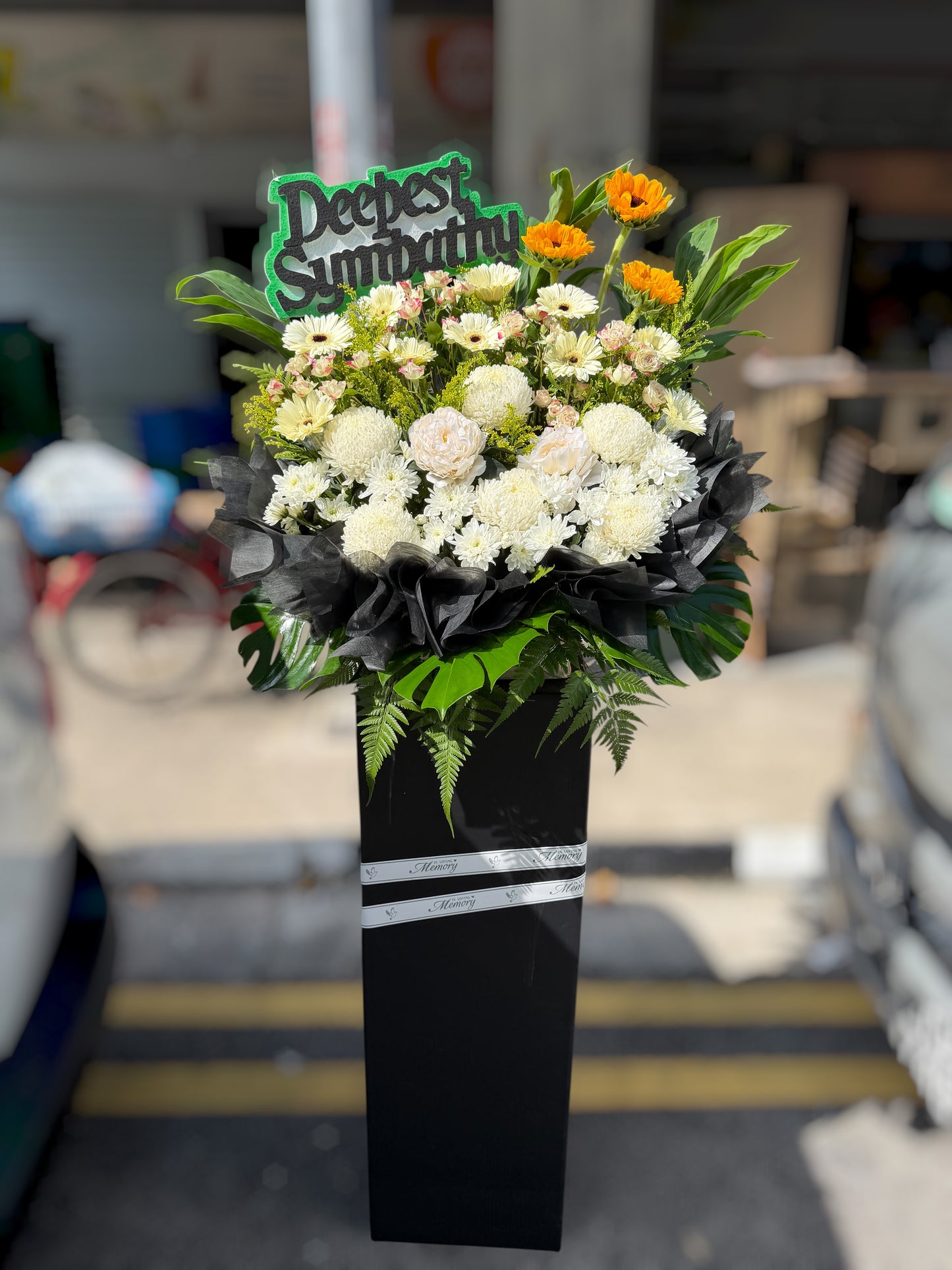 Peaceful Tribute - Sympathy Condolence Flower Stand