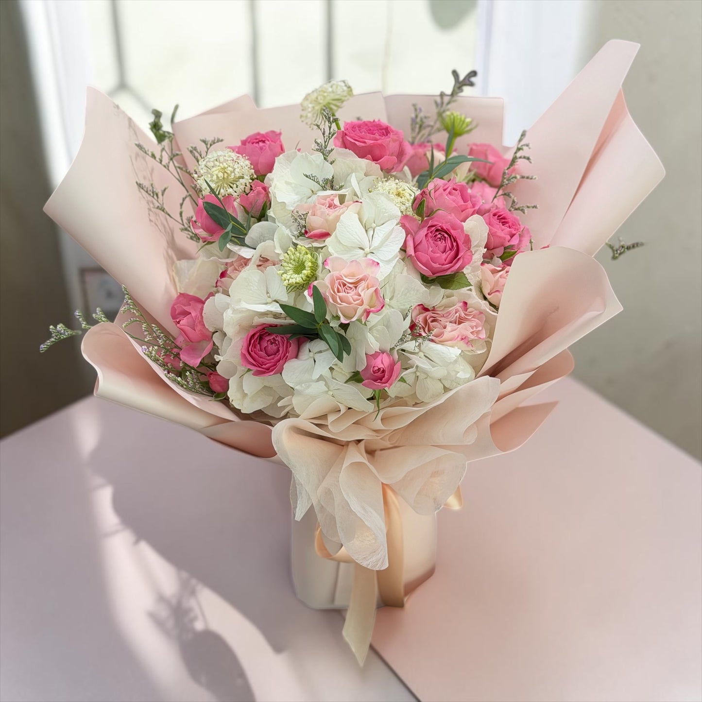 Blush Harmony - Bespoke Hydrangeas Mixed Bouquet