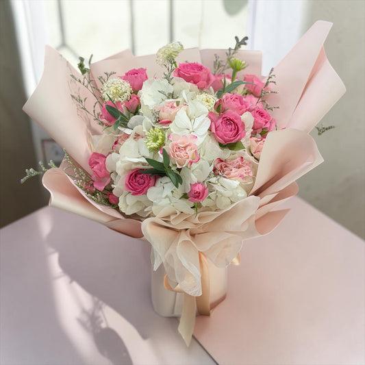 Blush Harmony - Bespoke Hydrangeas Mixed Bouquet
