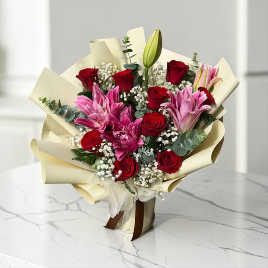 Velvet Whisper - Bespoke Lily Roses Mixed Flower Bouquet