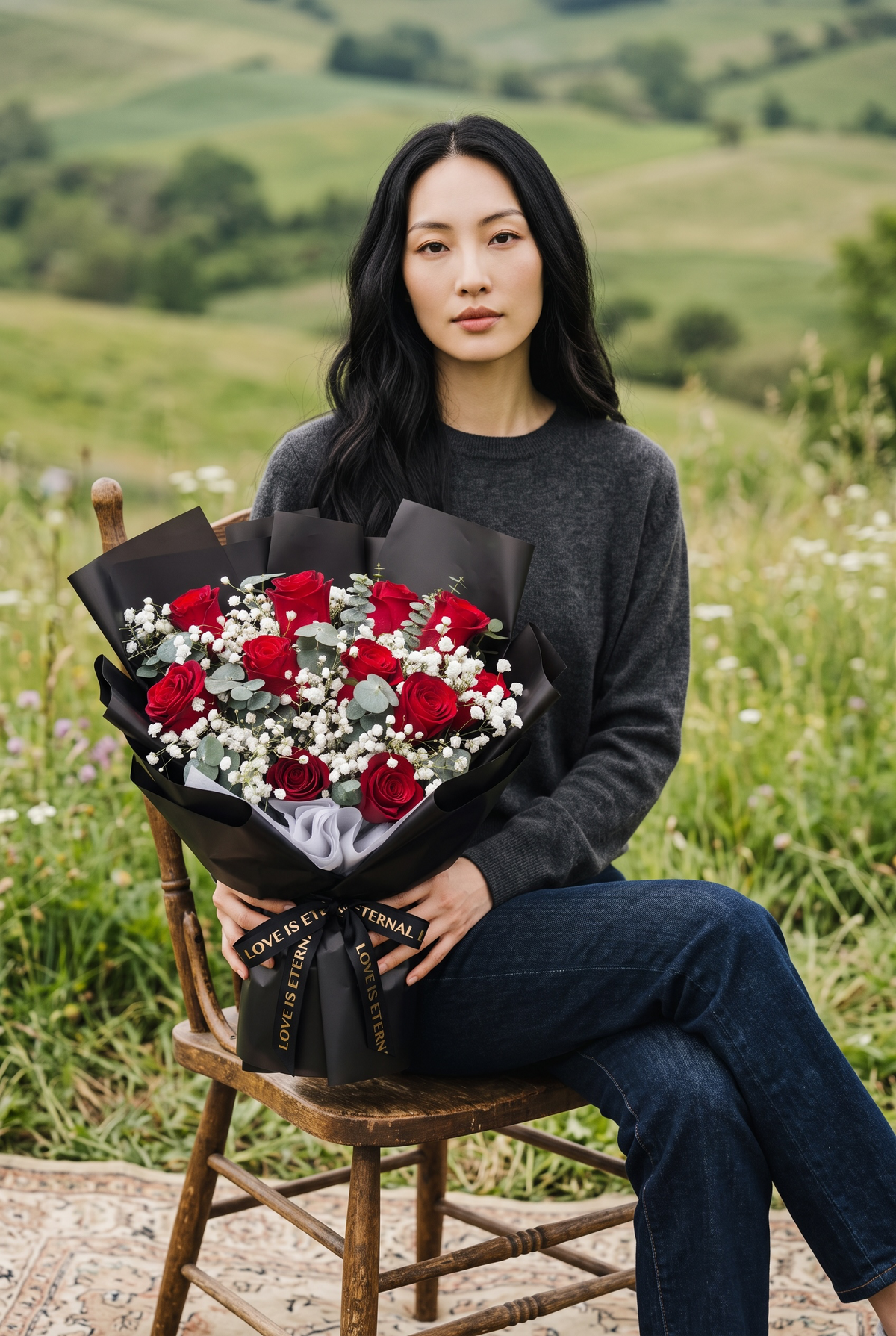 Classic 12 Premium Fresh Roses Bouquet