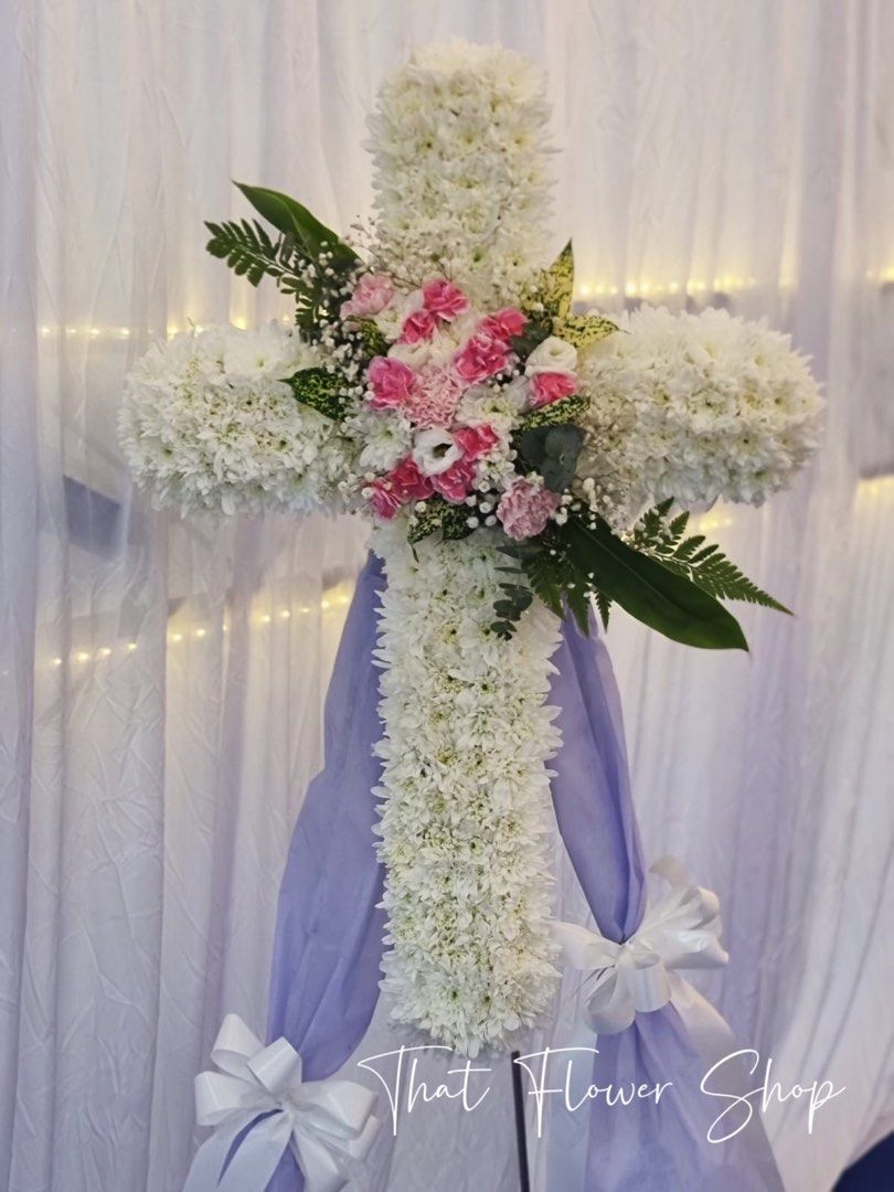 Christian Cross Condolence Flower Stand