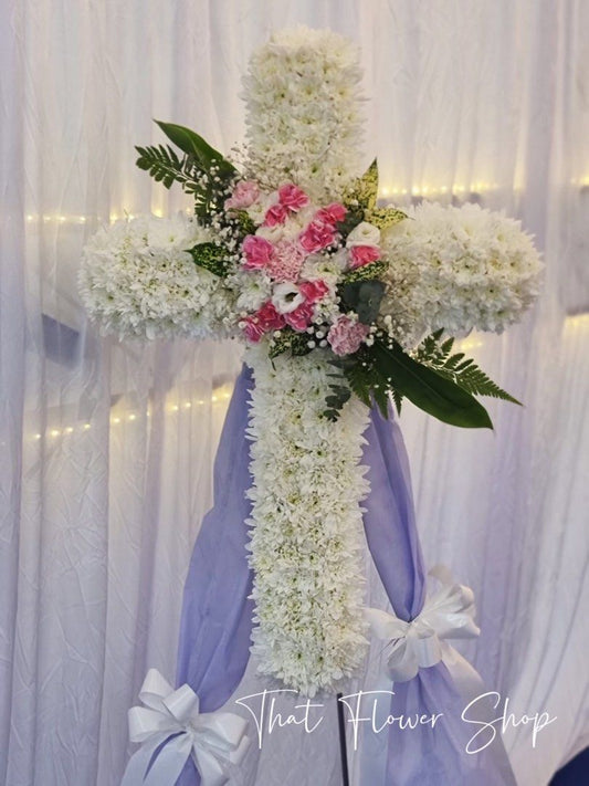 Christian Cross Condolence Flower Stand