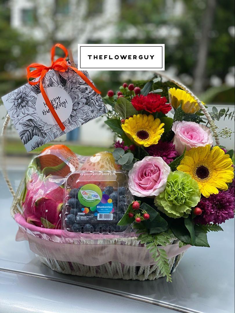Get Well Soon Flower Fruit Basket Hamper