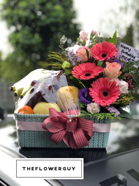 Tiffany Theme Color Fruit Flower Gift Basket