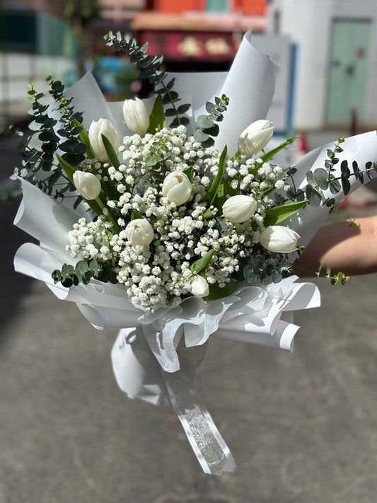 White Tulip Fresh Flower Bouquet