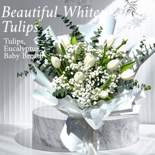 Glacier - Premium White Tulip Flower Bouquet